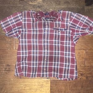 Burgendi/red self crop flannel short sleeve